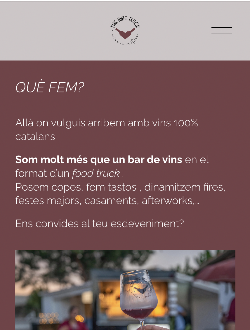 Project on Squarespace fow winetruck company